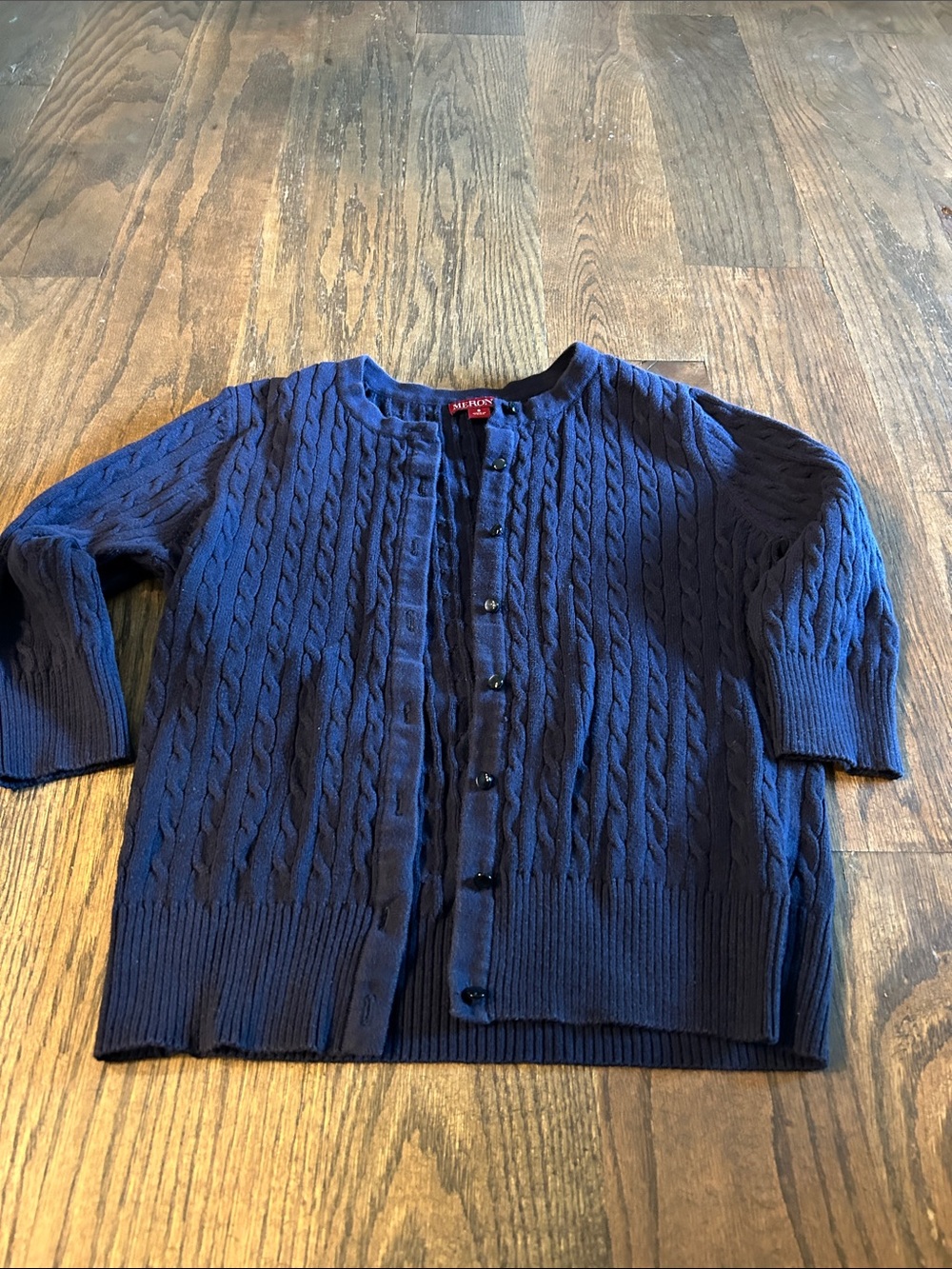 Merona Navy Cable Knit Button-Front Cardigan
